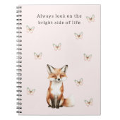 Blush Cute Happy Fox Bright Side Butterflies   Notizblock (Vorderseite)