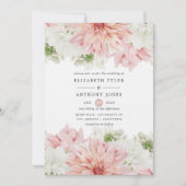 Blush Dahlias Floral Wedding Einladung (Vorderseite)