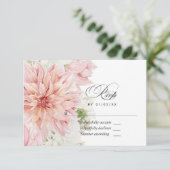 Blush Dahlias Floral Wedding RSVP Card Karte (Stehend Vorderseite)