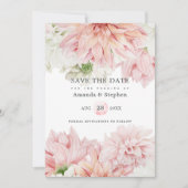 Blush Dahlias Floral Wedding Save The Date (Vorderseite)
