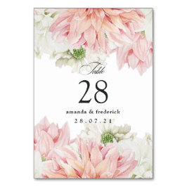 Blush Dahlias Floral Wedding Tischnummer