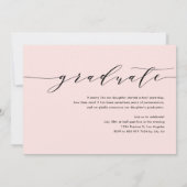 Blush Dainty Script Drei-Foto-Graduierungspartei Einladung (Rückseite)
