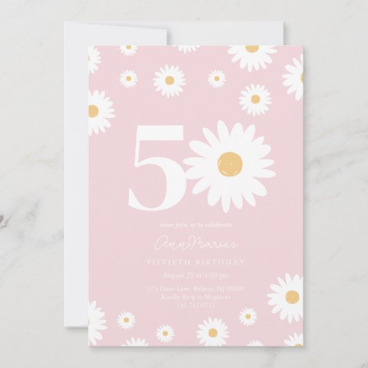 Blush Daisy Einladung zum 50. Geburtstag (Vorderseite)