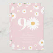 Blush Daisy Einladung zum 90. Geburtstag (Vorne/Hinten)