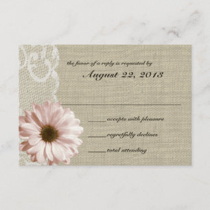 Blush Daisy und Lace Country Burlap Response RSVP Karte