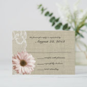 Blush Daisy und Lace Country Burlap Response RSVP Karte (Stehend Vorderseite)