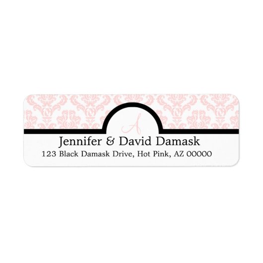 Blush Damask Monogram Weditation Labels (Vorne)