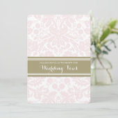 Blush Damask Vintage Vow Erneuerbare Einladung (Stehend Vorderseite)