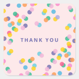 Blush Danke für die farbenfrohe Confetti Polka Dot Quadratischer Aufkleber