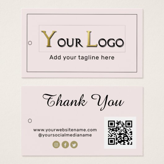 Blush Dankeschön Logo QR Code Closing Hängemarke (Vorne & Hinten)
