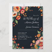 Blush Dark Burgundy Marsala Blooms Wedding Einladung (Vorderseite)