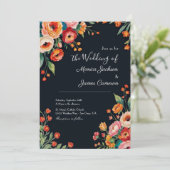 Blush Dark Burgundy Marsala Blooms Wedding Einladung (Stehend Vorderseite)