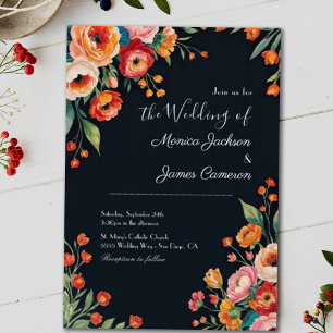 Blush Dark Burgundy Marsala Blooms Wedding Einladung