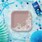 Blush Delicate Aquarellfarben Blume palepink Gebur Pappteller (Party)