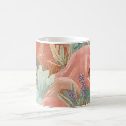 Blush Desert Bloom Watercolor Landscape Kaffeetasse (Mittel)