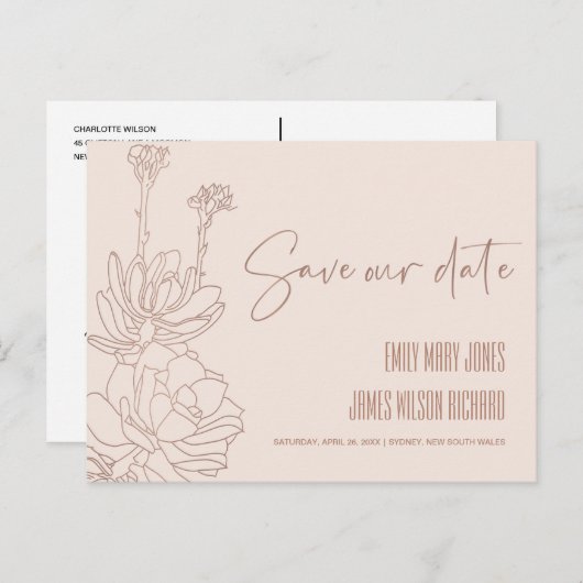 BLUSH DESERT CACTI ERFOLGREICHE SKETTE SAVE THE DA ANKÜNDIGUNGSPOSTKARTE (Vorne/Hinten)