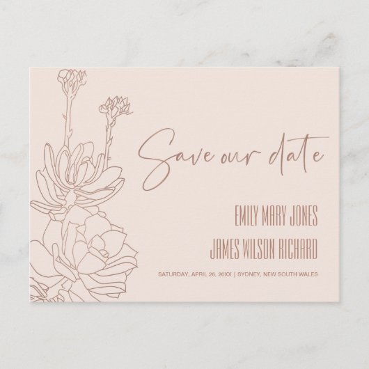 BLUSH DESERT CACTI ERFOLGREICHE SKETTE SAVE THE DA ANKÜNDIGUNGSPOSTKARTE (Vorderseite)