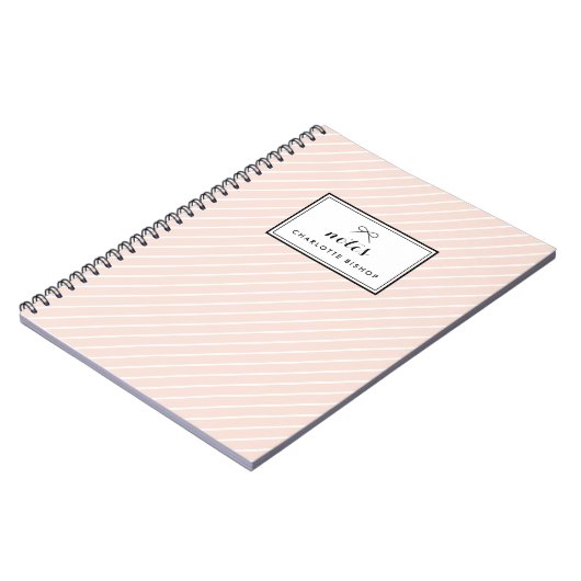Blush Diagonal Streifen Muster Personalisiert Notizblock (Linke Seite)