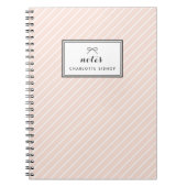 Blush Diagonal Streifen Muster Personalisiert Notizblock (Vorderseite)