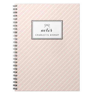 Blush Diagonal Streifen Muster Personalisiert Notizblock