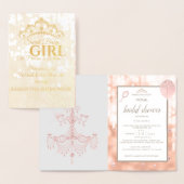 Blush Diamond Rose Gold Script Baby Dusche Folienkarte (Anzeige)