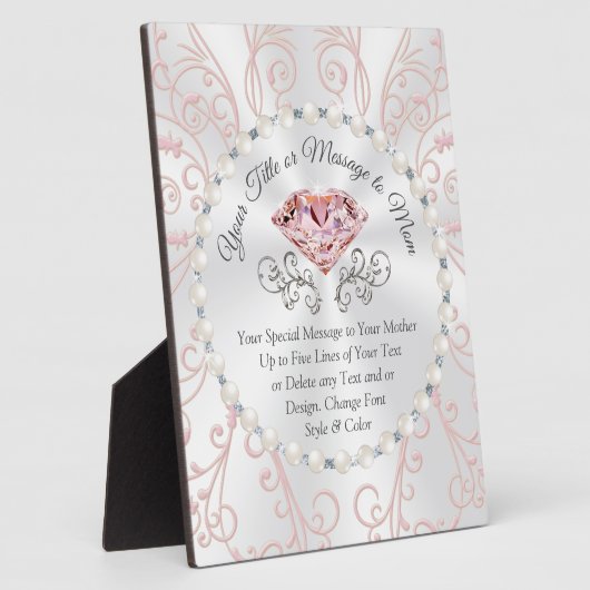 Blush Diamond und Pearls Personalisierter Mutterta Fotoplatte (Seite)