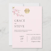 Blush Double Happiness Koreanische Hochzeit Einladung (Vorderseite)