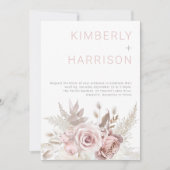 Blush Dreams: Moderne Boho Blush Rose Hochzeit Einladung (Vorderseite)