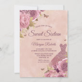 Blush Dress Dusty Rose Bläsersüß 16 Party Einladung (Vorderseite)