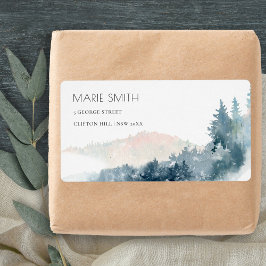 BLUSH DUSKY BLUE BERGE PINE ADDRESS ETIKETT