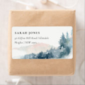 BLUSH DUSKY BLUE BERGE PINE ADDRESS ETIKETT (Insitu)
