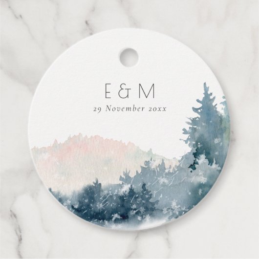 BLUSH DUSKY BLUE BERGE PINE MONOGRAM WEDF GESCHENKANHÄNGER (Vorderseite)