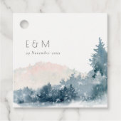 BLUSH DUSKY BLUE BERGE PINE MONOGRAM WEDING GESCHENKANHÄNGER (Vorderseite)