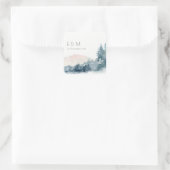 BLUSH DUSKY BLUE BERGE PINE MONOGRAM WEDING QUADRATISCHER AUFKLEBER (Tasche)