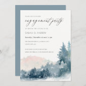 BLUSH DUSKY BLUE BERGE PINE VERLOBUNG INVITE DANKESKARTE (Vorne/Hinten)