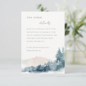 BLUSH DUSKY BLUE BERGE PINE WEDDING DETAILS BEGLEITKARTE (Stehend Vorderseite)
