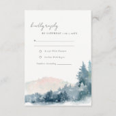 BLUSH DUSKY BLUE BERGE PINE WEDING RSVP BEGLEITKARTE (Vorderseite)