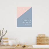 Blush Dusty Blue Elegante Hochzeit Begrüßungszeich Poster (Küche)