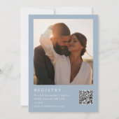 Blush Dusty Blue Foto QR Code Brautparty Einladung (Rückseite)