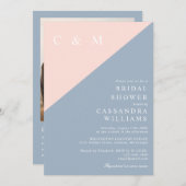 Blush Dusty Blue Foto QR Code Brautparty Einladung (Vorne/Hinten)