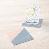 Blush Dusty Blue Minimalistisch Monogram Wedding Rechteckiger Pappuntersetzer (Vor Ort)