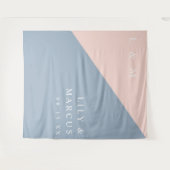 Blush Dusty Blue Modern Wedding Foto Hintergrund Wandteppich (Vorderseite (Horizontal))