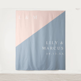 Blush Dusty Blue Modern Wedding Foto Hintergrund Wandteppich