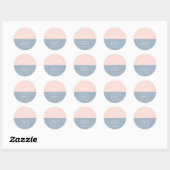 Blush Dusty Blue Monogram Minimalistische Gastgesc Runder Aufkleber (Blatt)