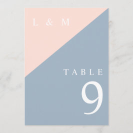 Blush Dusty Blue Monogram Wedding Tischnummer