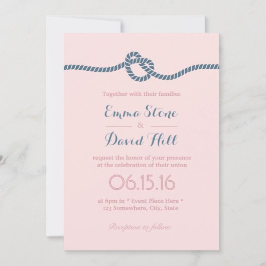 Blush & Dusty Blue The Knot Wedding Einladung (Vorderseite)