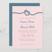 Blush & Dusty Blue The Knot Wedding Einladung (Vorne/Hinten)