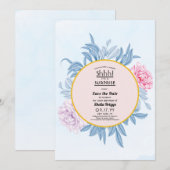 Blush Dusty Blue Watercolor 40. Geburtstag Save The Date (Vorne/Hinten)