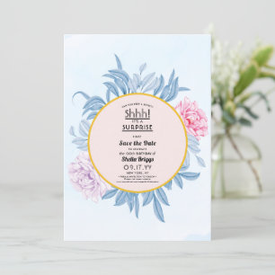 Blush Dusty Blue Watercolor 40. Geburtstag Save The Date