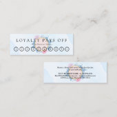 Blush Dusty Blue Watercolor Loyalty Punch Card Treuekarte (Vorne/Hinten)